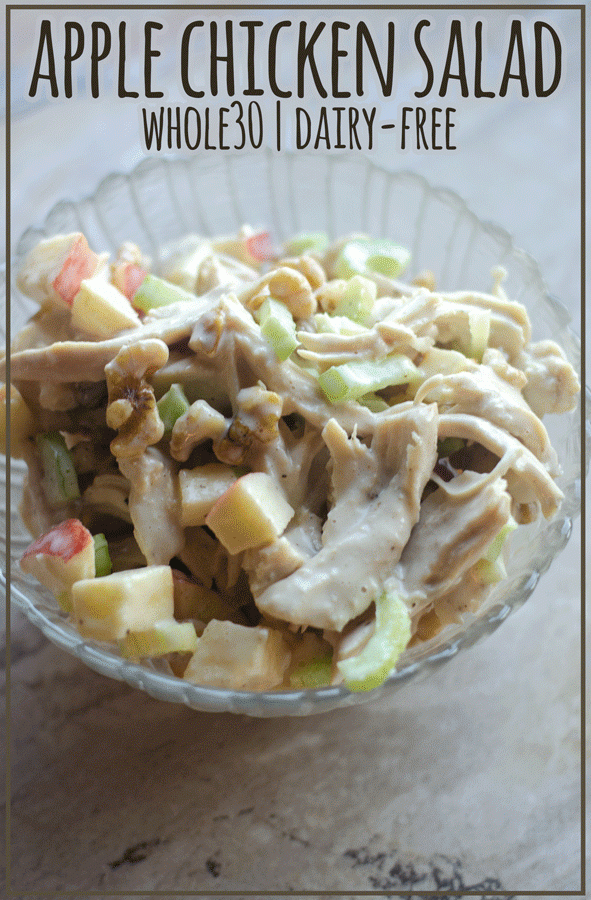 A delicious dish for warm days and family BBQs, this apple chicken salad is simple and healthy! Paleo, Whole30, dairy-free.