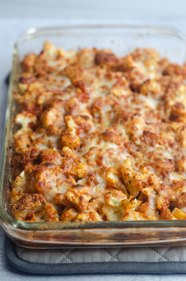 A super-cheesy and filling meal, this Chicken Parmesan Casserole is easy to make for any night of the week. Low-carb, gluten-free, grain-free. 