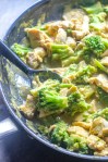 The perfect comforting dinner for cooler weather, this creamy pumpkin chicken with broccoli and sage will put a smile on your face! Paleo, Whole30, dairy-free., low-carb.
