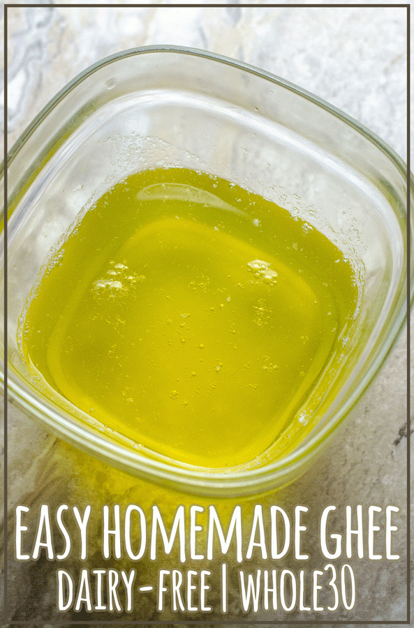 If you have a dairy sensitivity, or are attempting a round of Whole30, this easy homemade ghee is delicious! Keto, paleo, dairy-free.