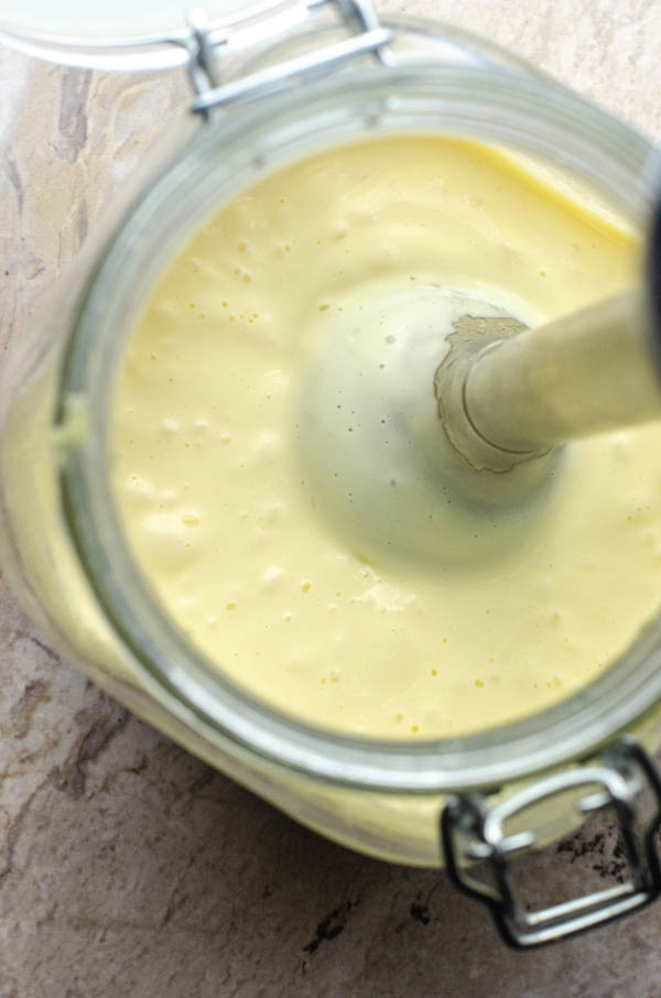 A tasty homemade three-ingredient mayo recipe. Gluten-free, grain-free, dairy-free, Paleo, ketogenic, low-carb, Whole30. 